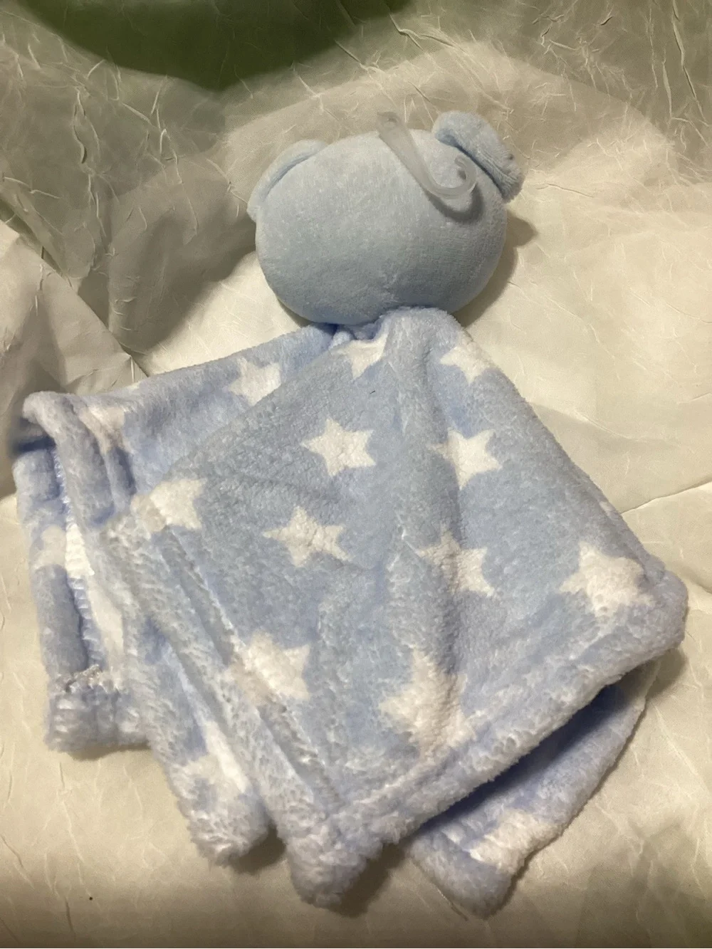 Swiggles Teddy Bear Light Blue & White Star Plush Baby Lovey Security Blanket